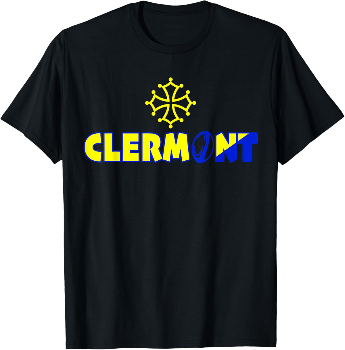 Pride Gift Rugby Clermont Supporter Player Yellow And Blue , Black, S T-Shirt