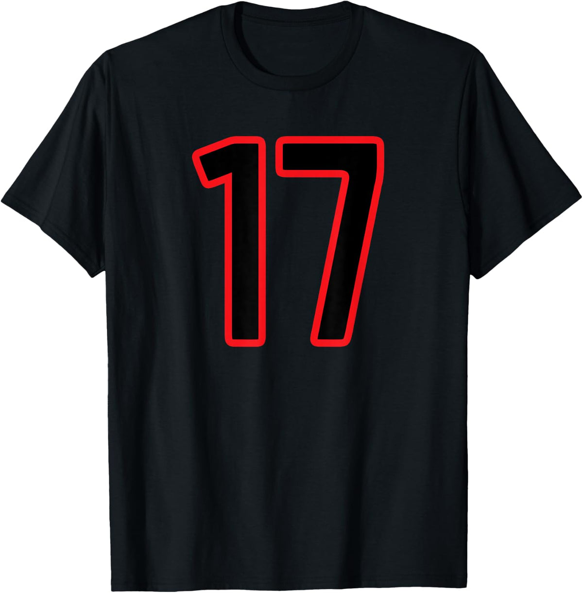 Number #17 Sport Red Black Number T-Shirt