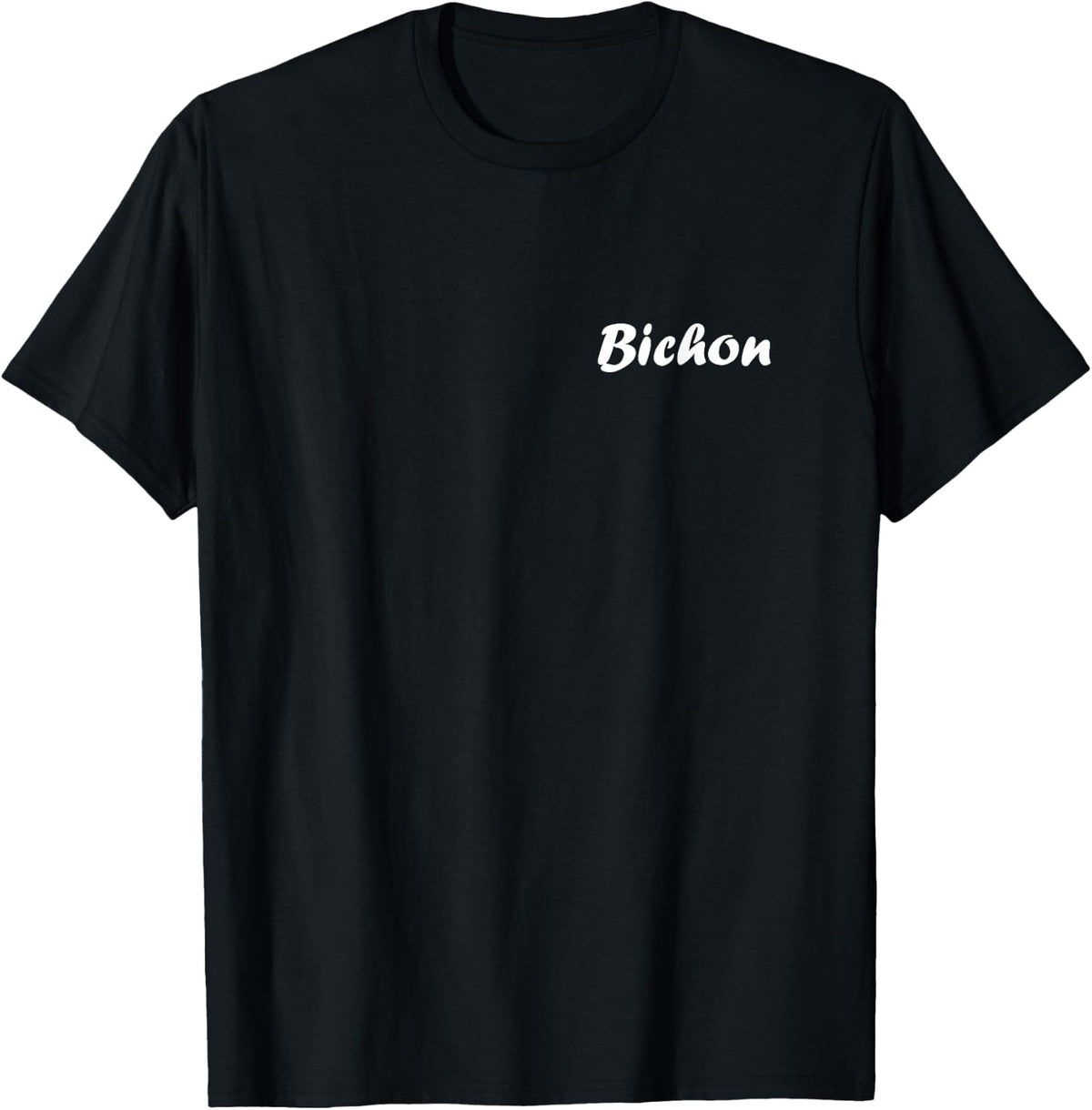 Simple Minimalist Name Badge Bichon , Black, S T-Shirt