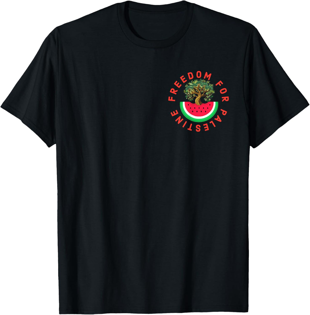 Palestine Watermelon Palestinian Olive Freedom for Palestine , Black, S T-Shirt