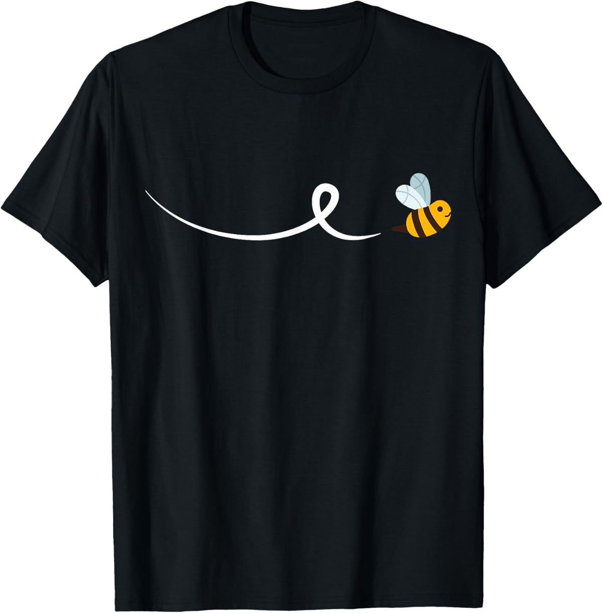 Lone Adorable Bee Flying Cute Flying Bee - -Adults, Kids - Black - Short Sleeve - Modern Nature Cute T-Shirt