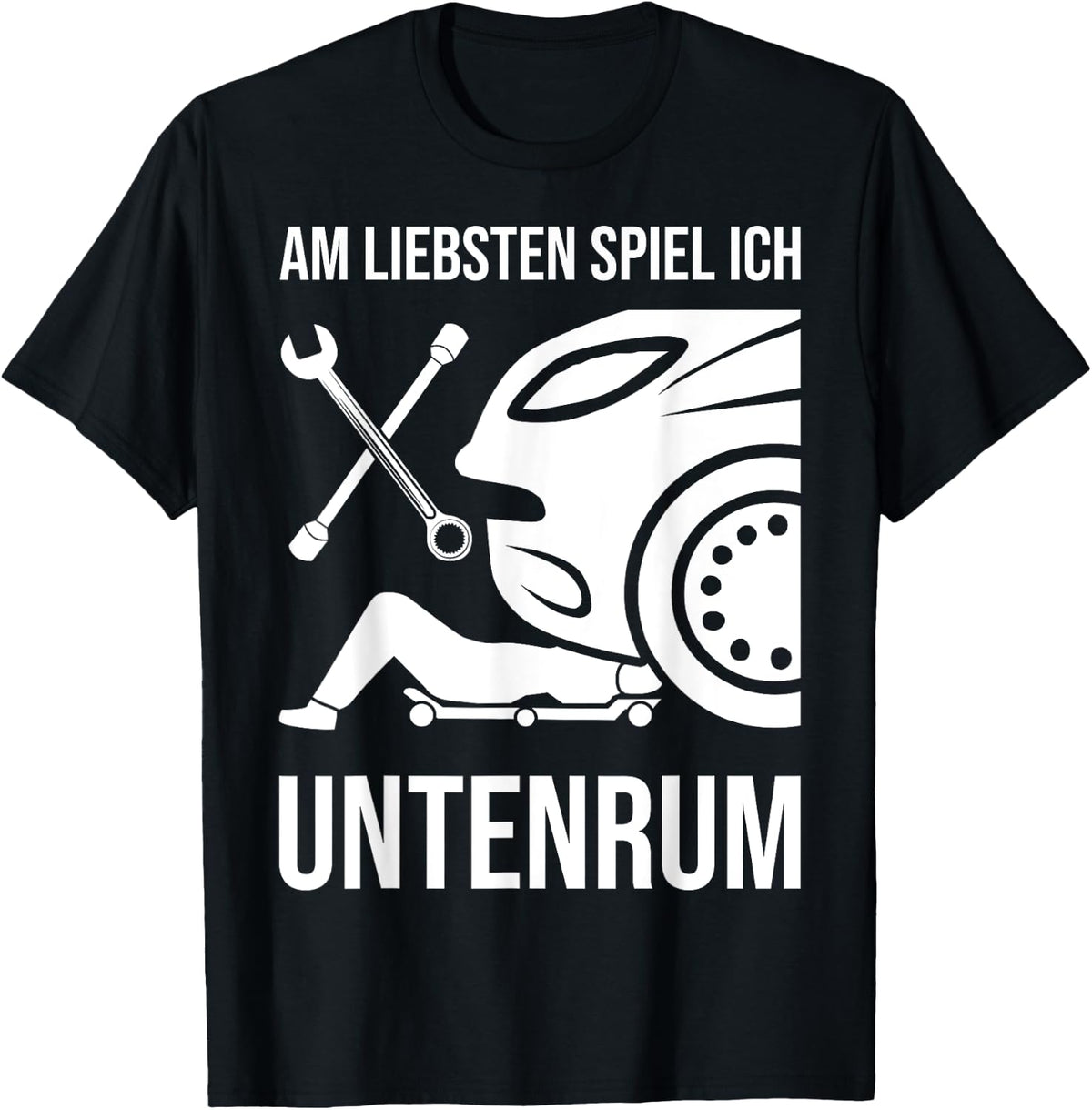 Car Mechanic Mechatronics with German Text Schrauber, black T-Shirt