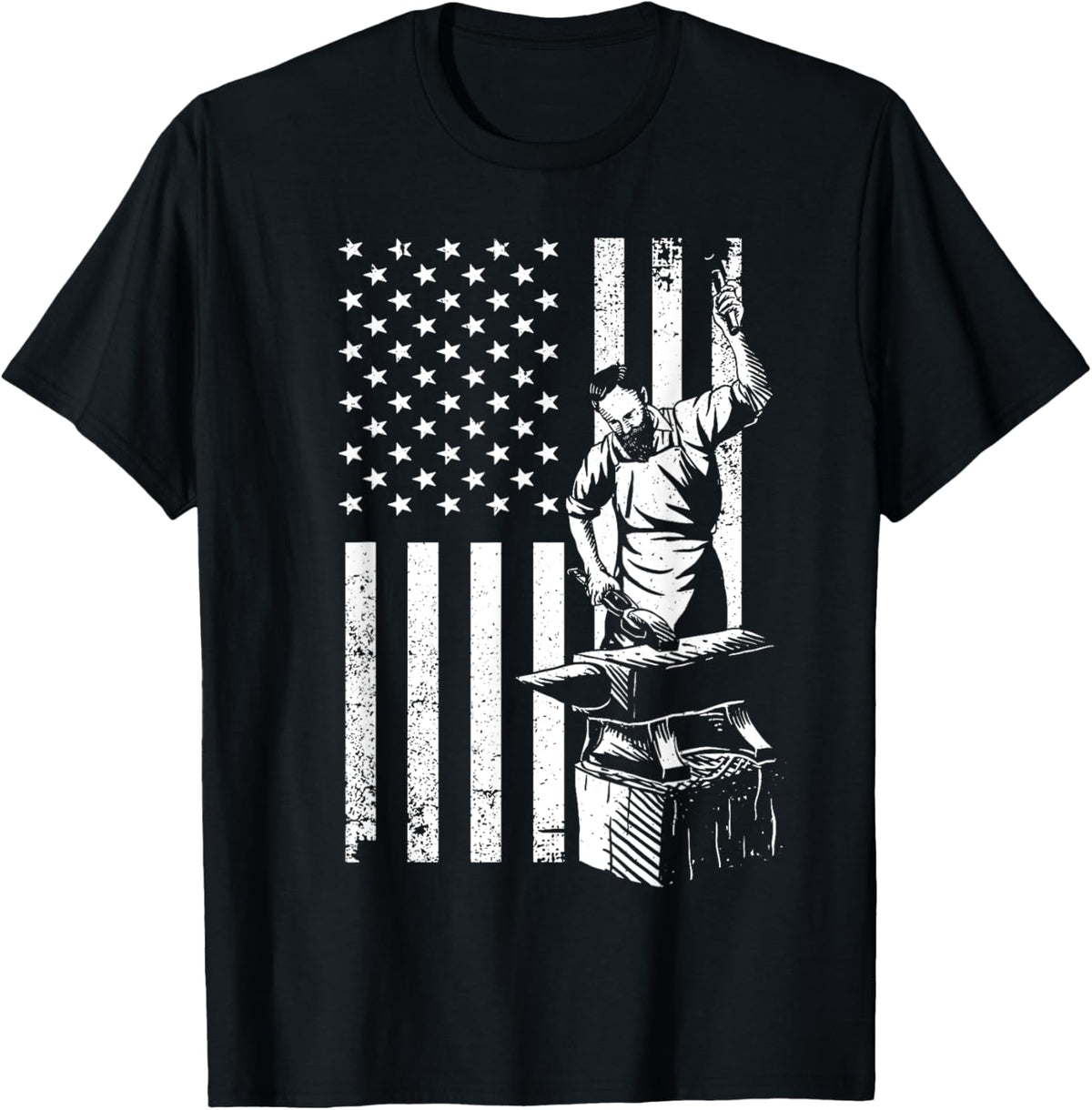 Cool US Flag Blacksmith Art Women Blacksmith Forging T-Shirt