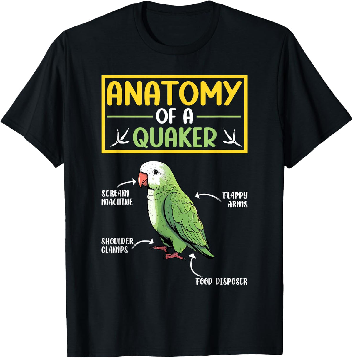 Quaker Parrot Gifts -Child Classic Graphic - Quaker Parrot Design - Black - Small - Short Sleeve - Cotton Blend - Machine Wash - - Pull On - 1 Count - All Seasons T-Shirt
