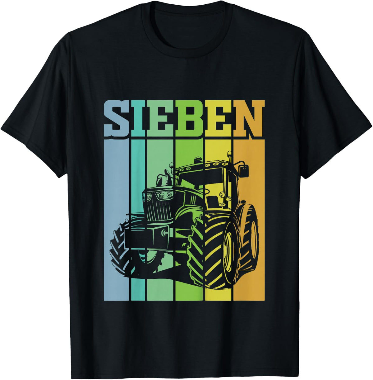 Children's Birthday 7 Years 7th Birthday Tractor , black T-Shirt
