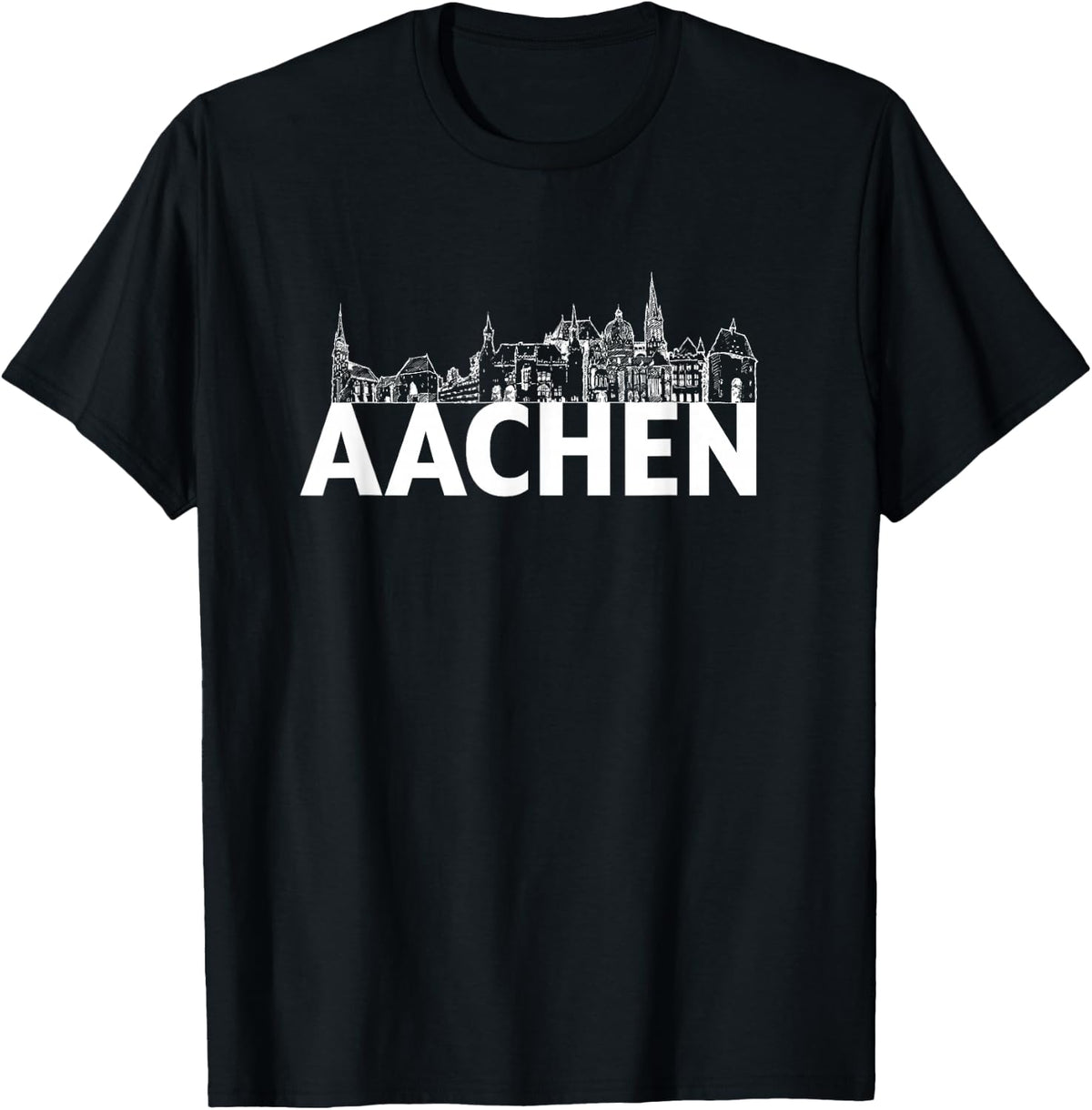 Aachen Deutschland Europa Stadt Skyline Silhouette Umriss Skizze T-Shirt