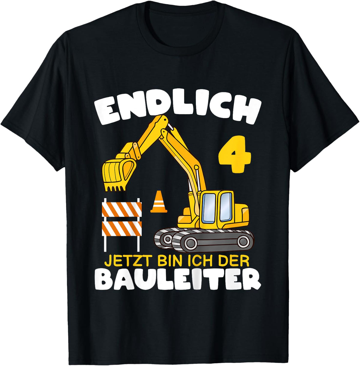 Children's 4th Birthday with German Text Endlich 4th Birthday, black T-Shirt