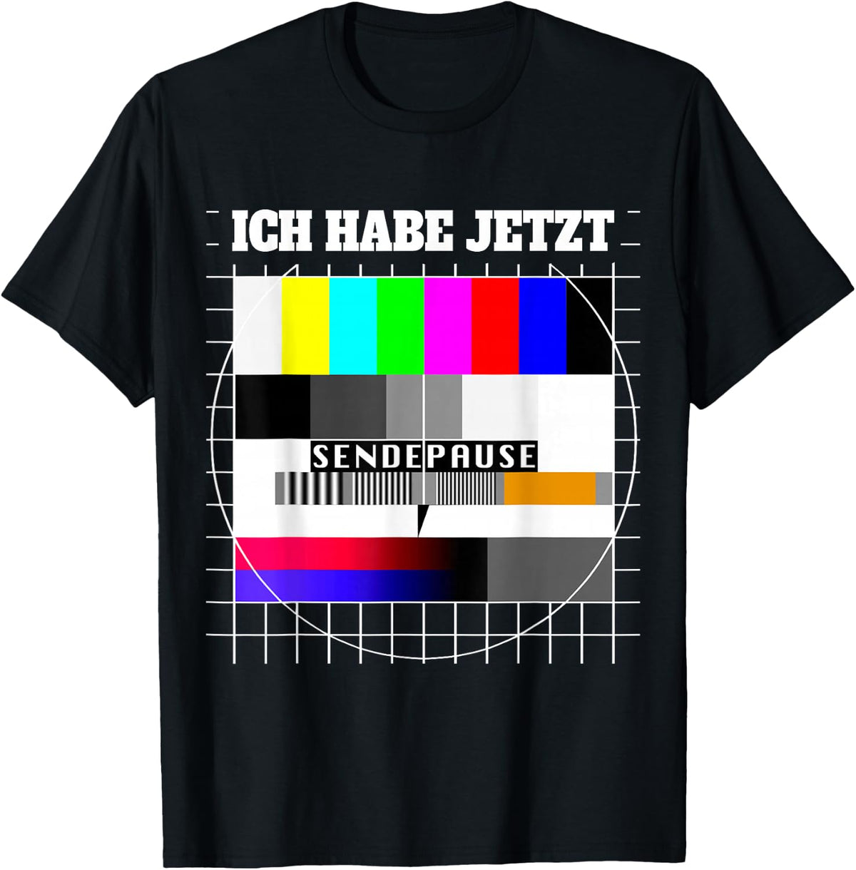 with German Text Testbild Ich Habe Jetzt Sendepause 80s Party Costume, black T-Shirt