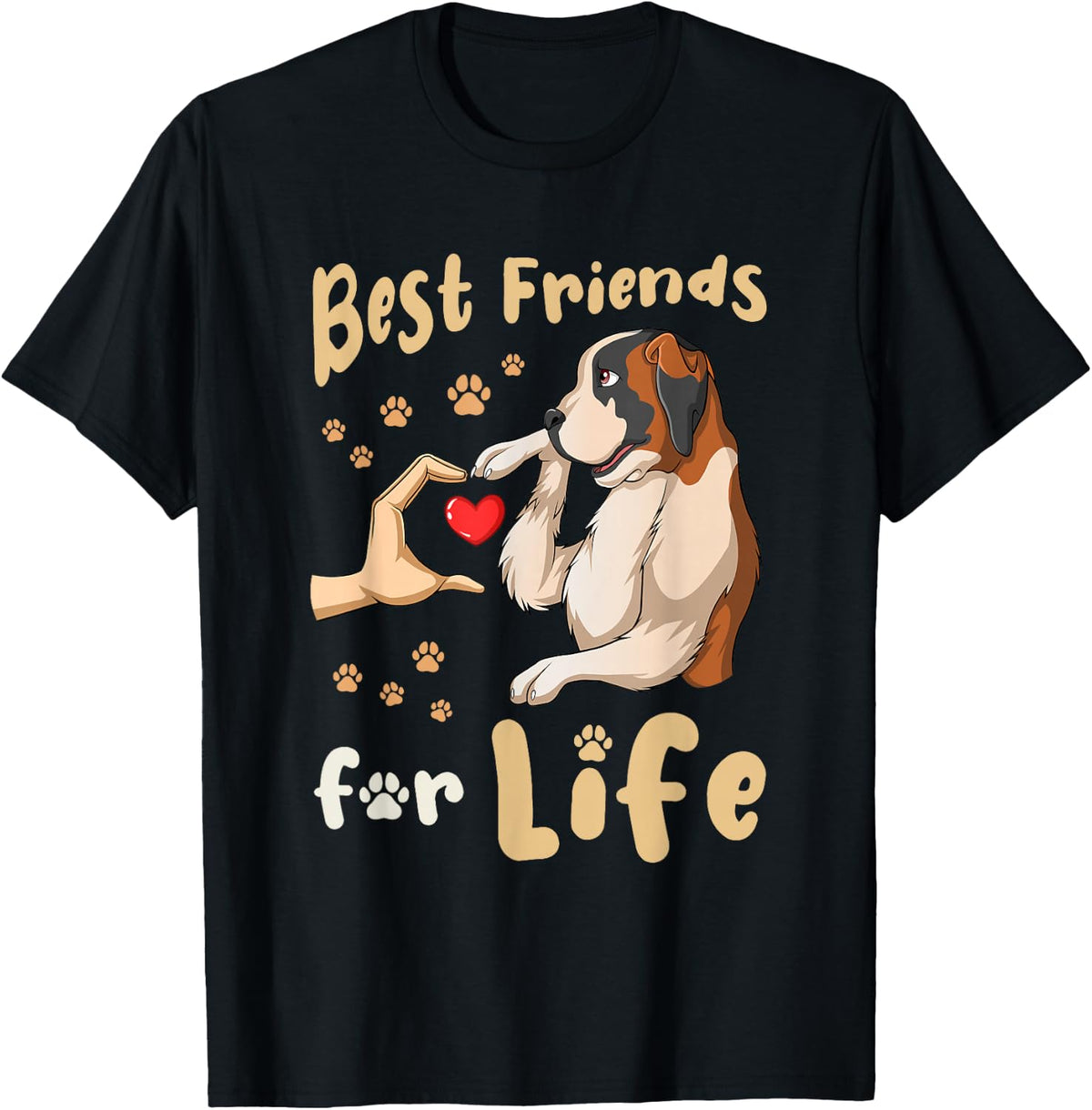 Saint Bernard Dog , black T-Shirt