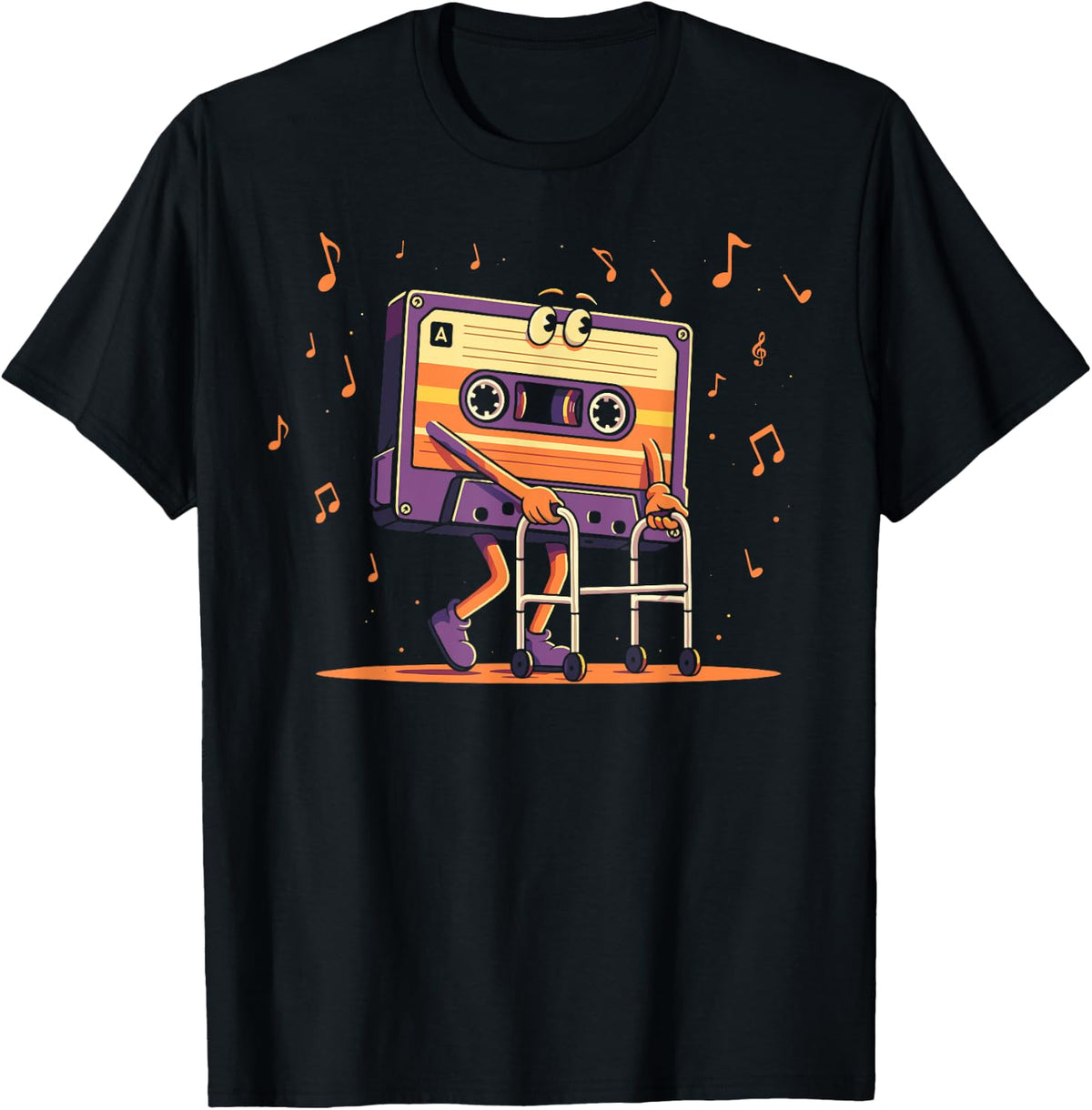 Colorful Cassette Tape with Walker Funny Music Lover T-Shirt