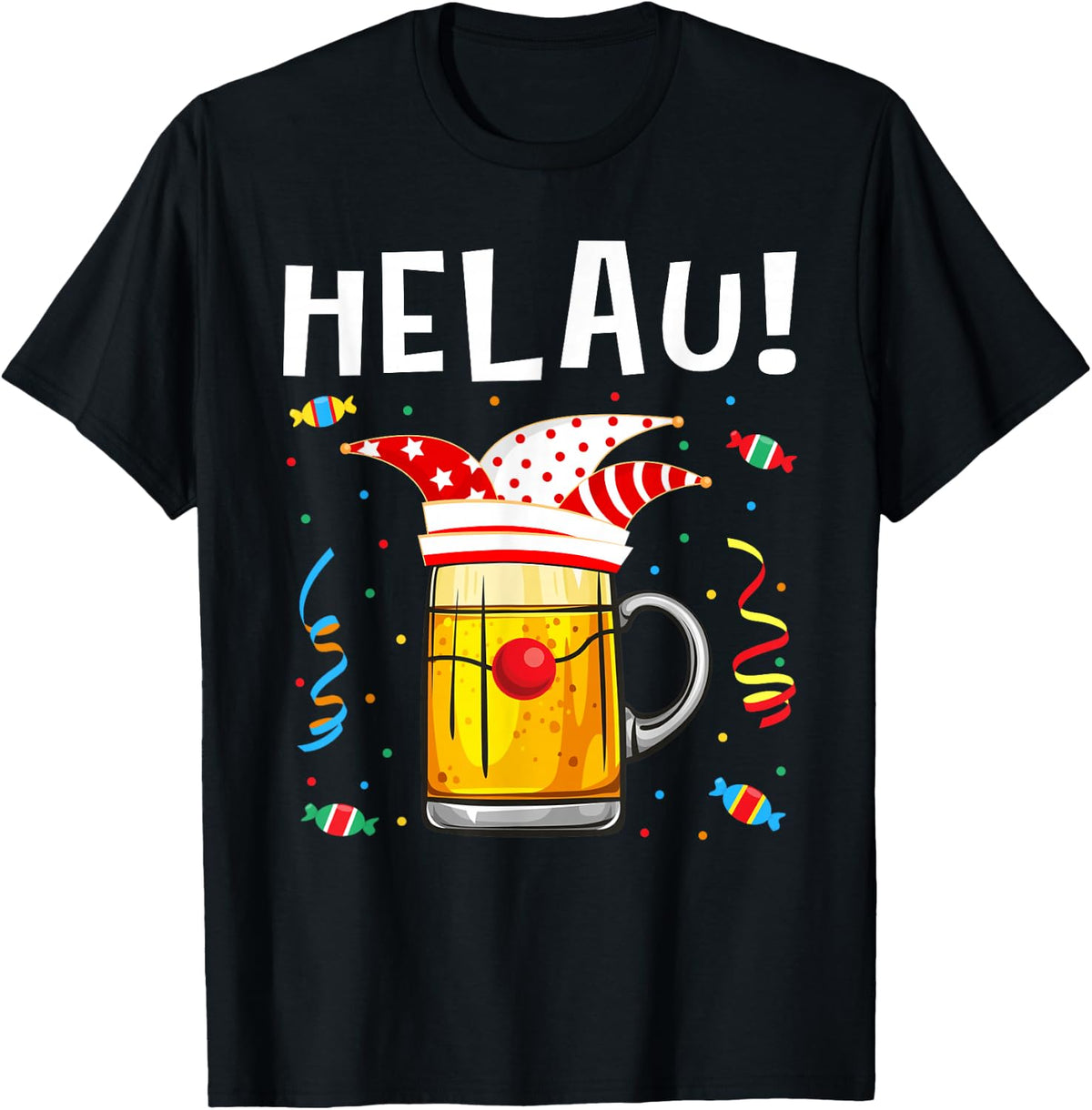 Carnival Costume Carnival Costume Jester Cap Beer Helau , black T-Shirt