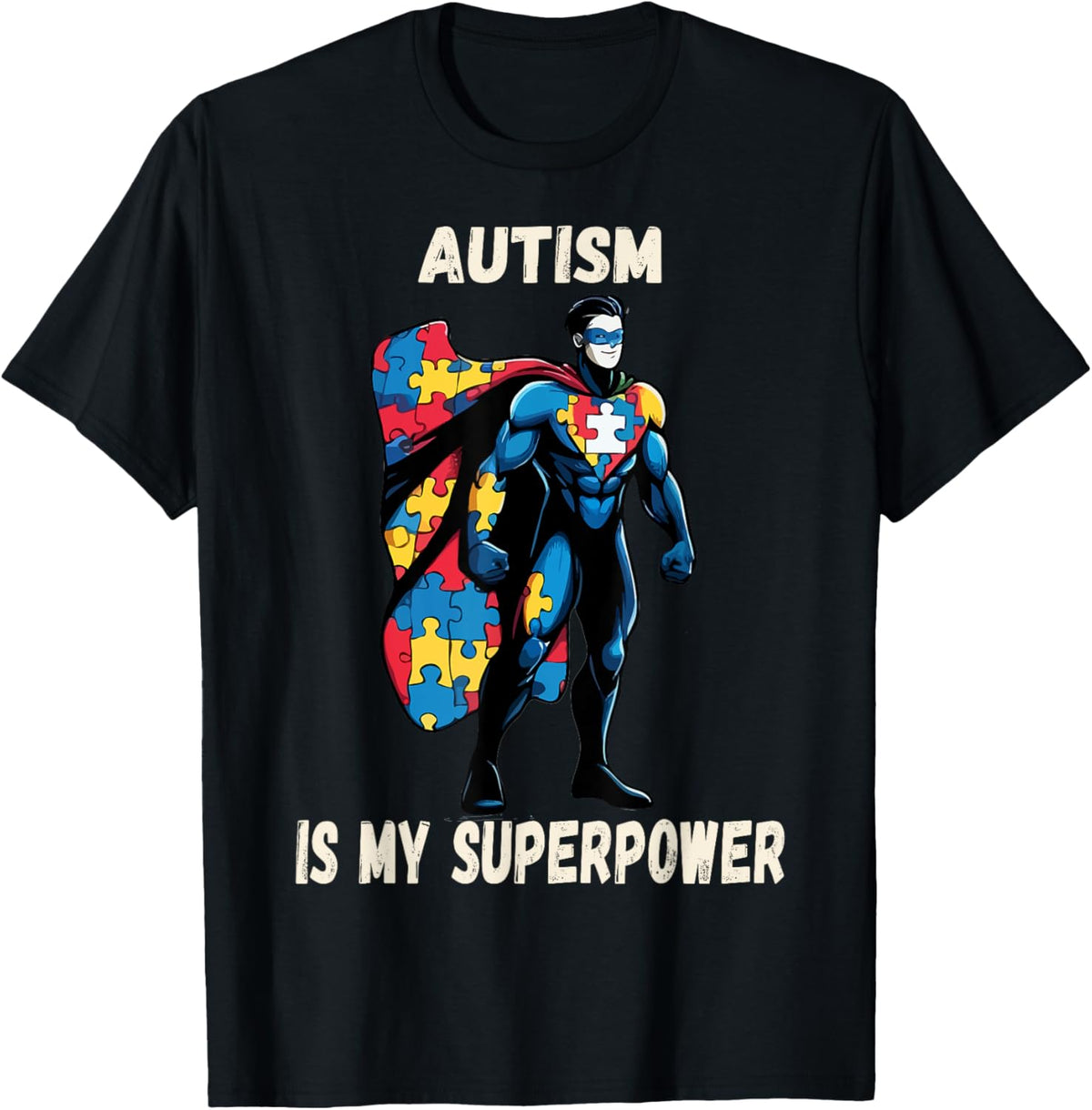 Childrens Funny Autism Awareness SuperPower , Black, S T-Shirt