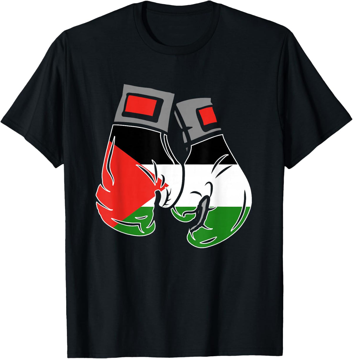 Boxing Glove with Palestine Flag , Black, S T-Shirt