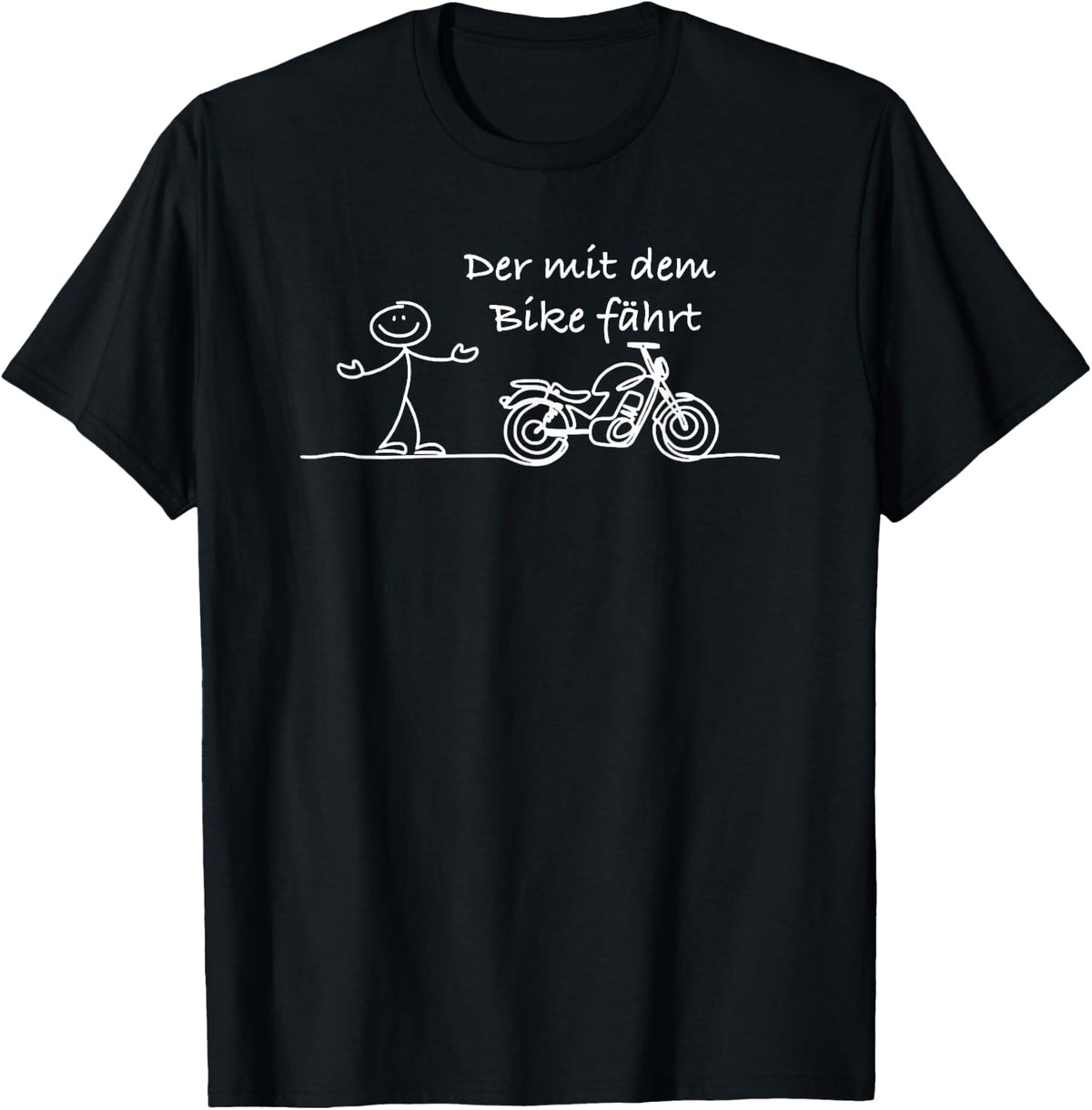 with German Text Der mit dem bike f?hrt, black T-Shirt