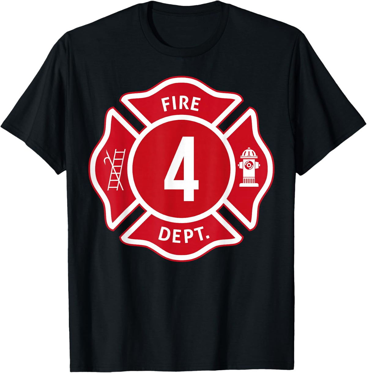 Kids Fire Truck 4th Birthday Boy Firefighter 4 Year Old T-Shirt
