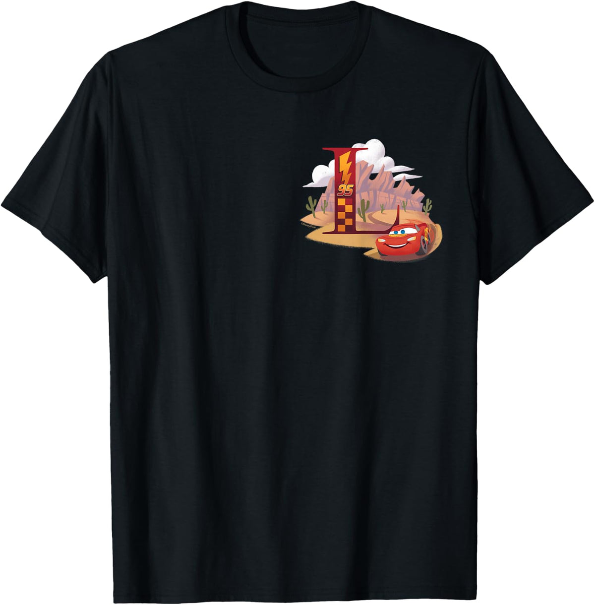 Disney & Pixar Alphabet Monogram Letter L Lightning McQueen , black T-Shirt