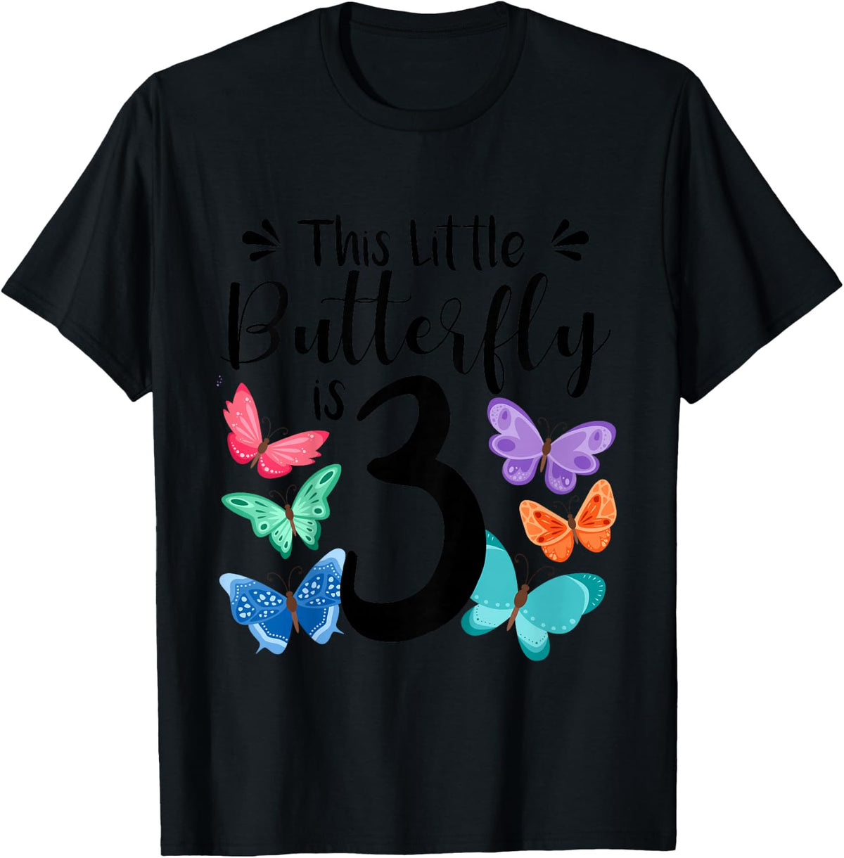 3 Year Old Butterfly Birthday Girls 3rd Girl Party Gift T-Shirt