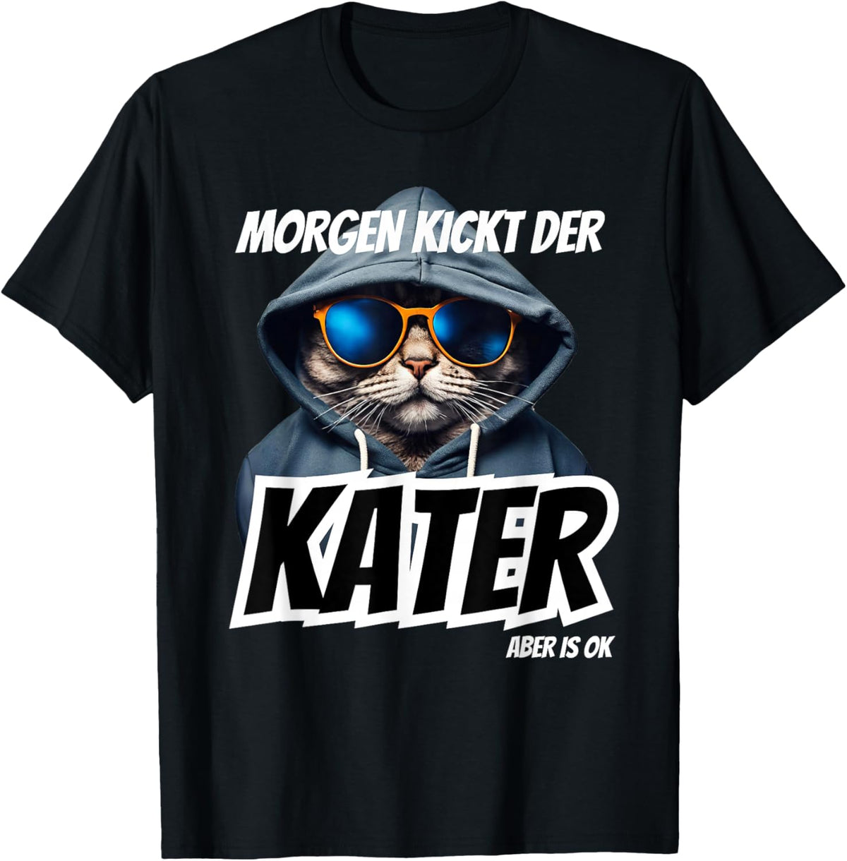 Morgen Kickt der Kater Malle Party Summer with Julian Apres , black T-Shirt