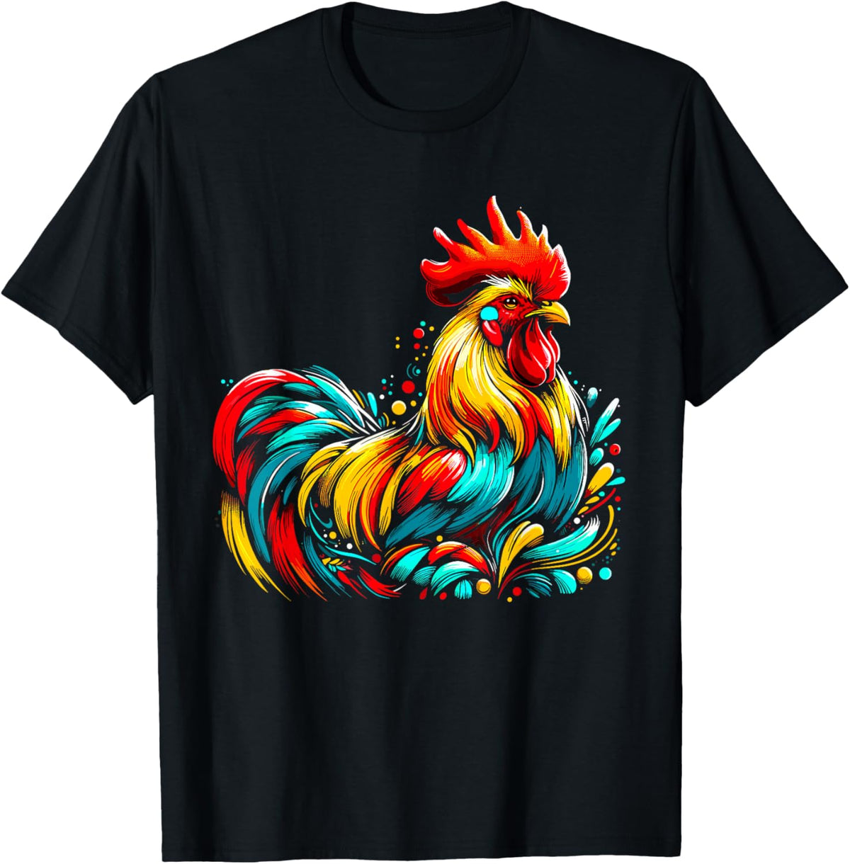 Chicken Colorful Farm Chicken , Small, Black T-Shirt