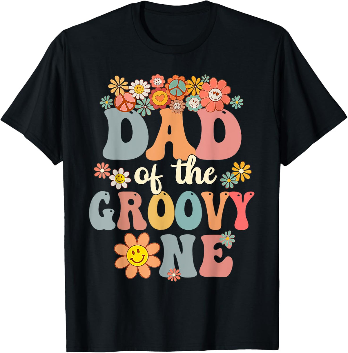 Retro Dad of Groovy One Matching Family 1st Birthday Party T-Shirt