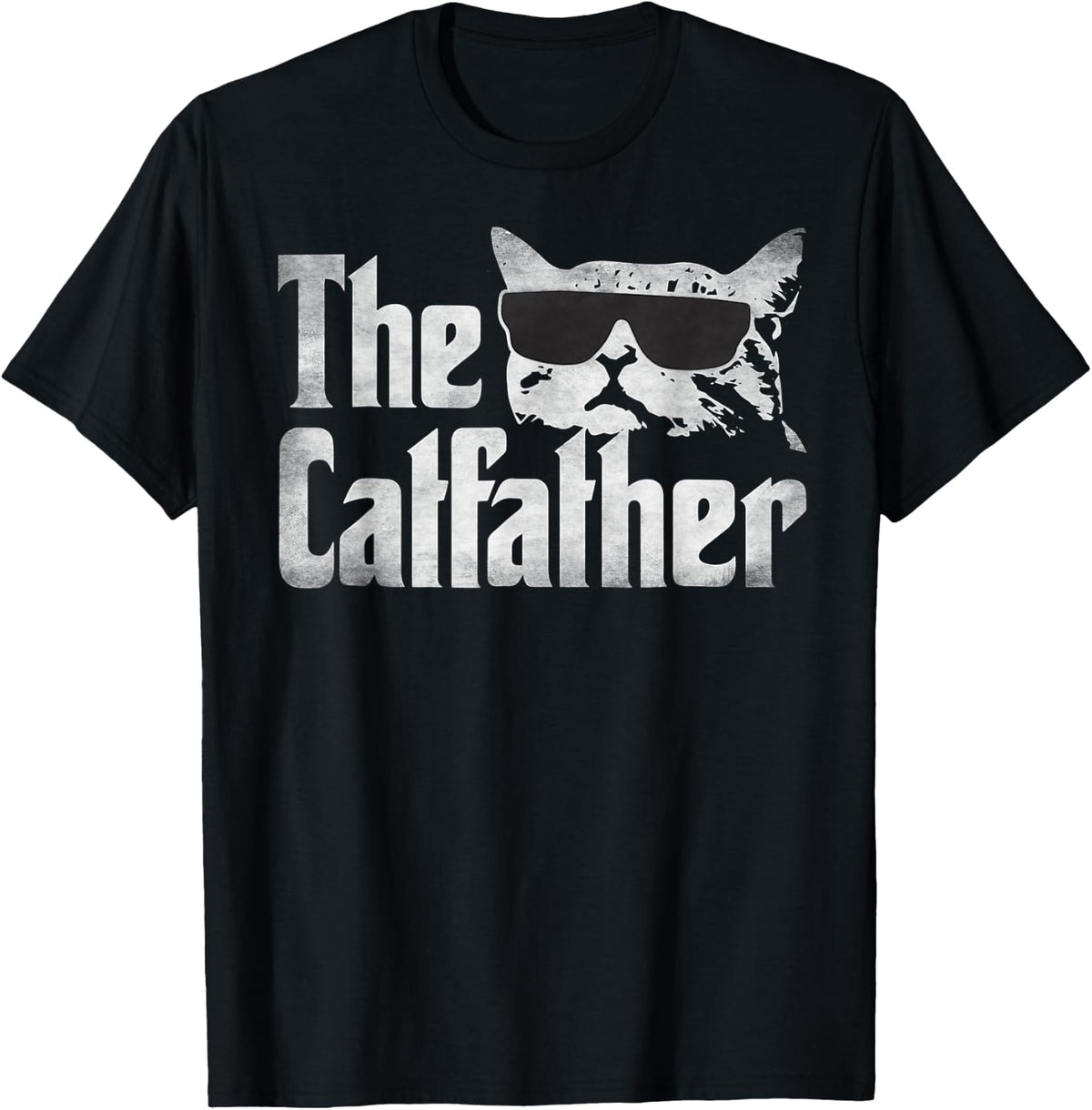 Men's The Catfather Funny Cat Dad Father's Day Vintage Father's Day , black T-Shirt