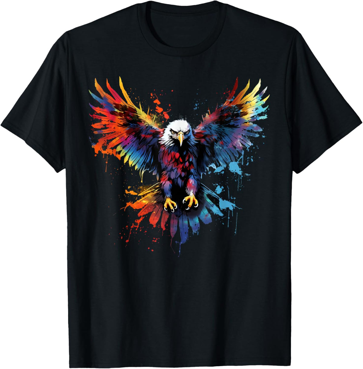 Cool Eagle on Colourful Painted Eagle , black T-Shirt