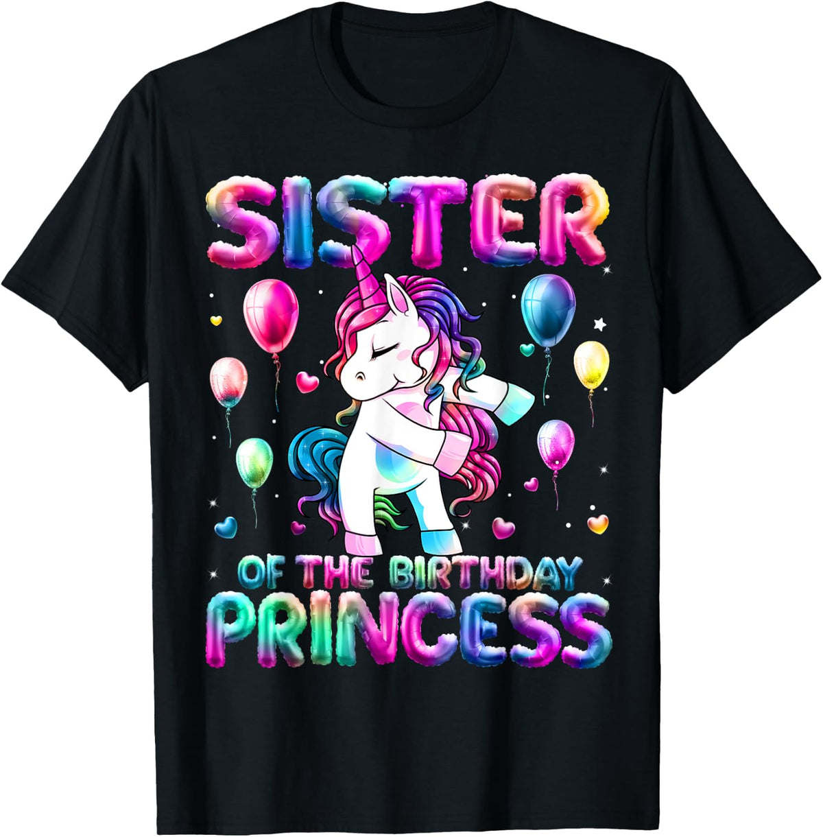 Sister of the Birthday Princess Girl Flossing Unicorn Sister T-Shirt