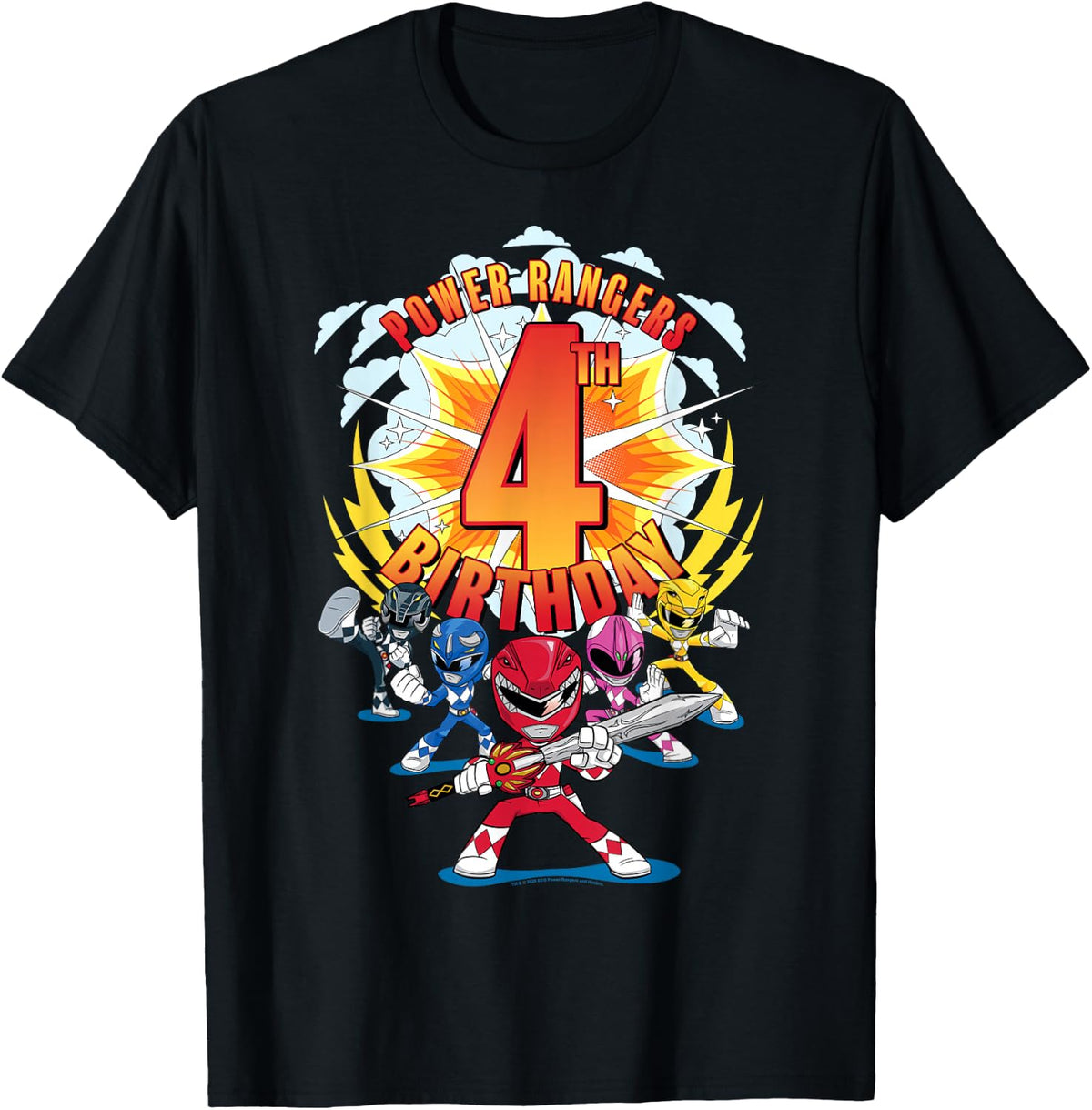 Power Rangers Awesome 4th Birthday Mini Action Shot T-Shirt