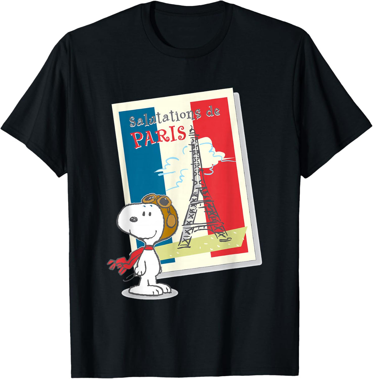 Peanuts Snoopy in Paris , Black, S T-Shirt