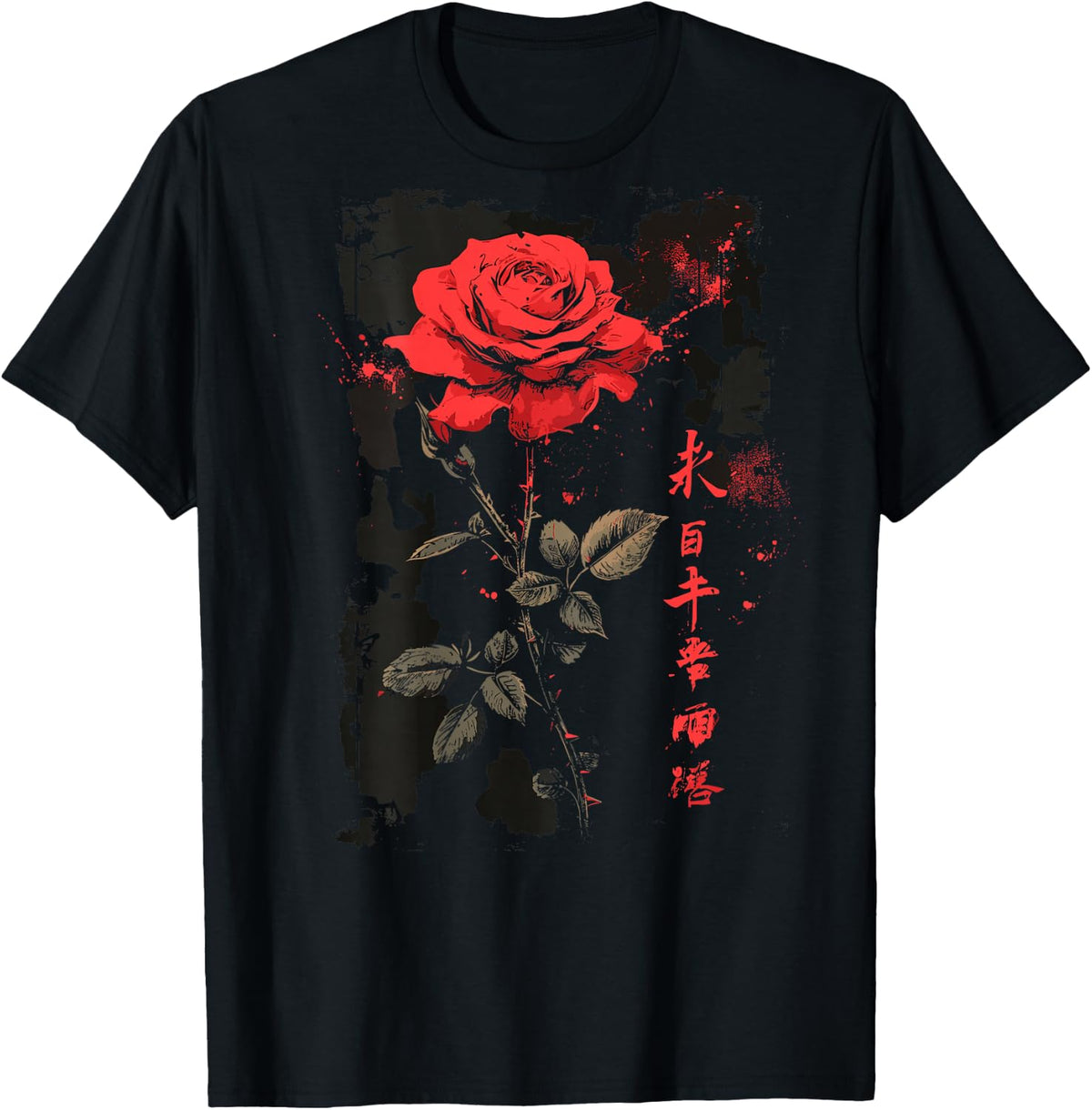Rose Backprint , black T-Shirt
