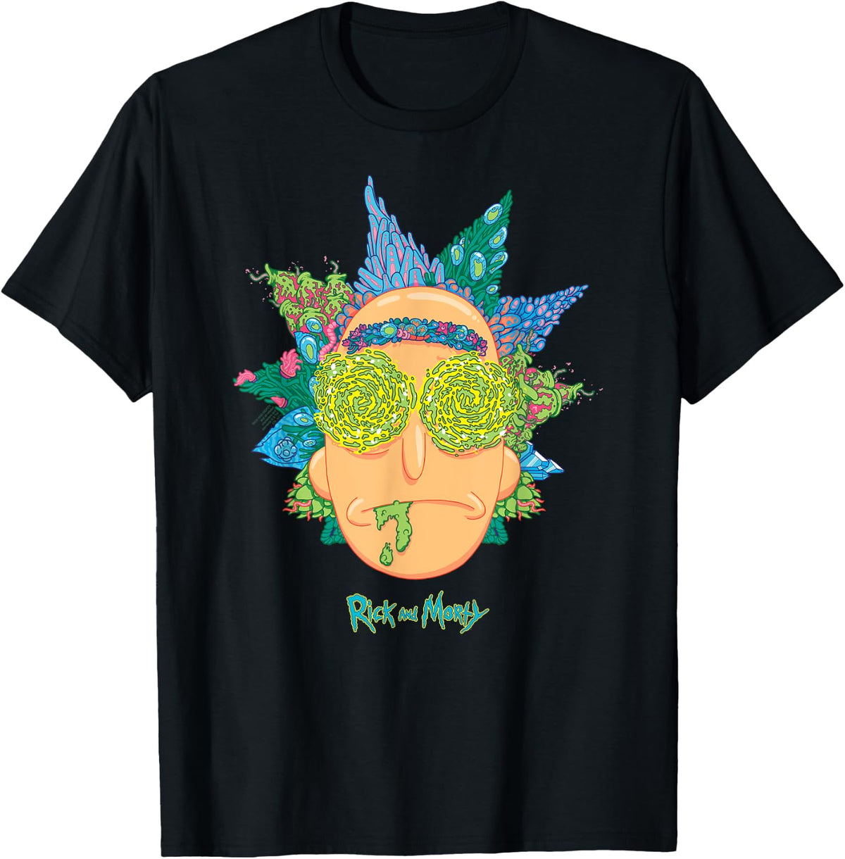Adult Swim Rick & Morty Botanical Rick , black T-Shirt