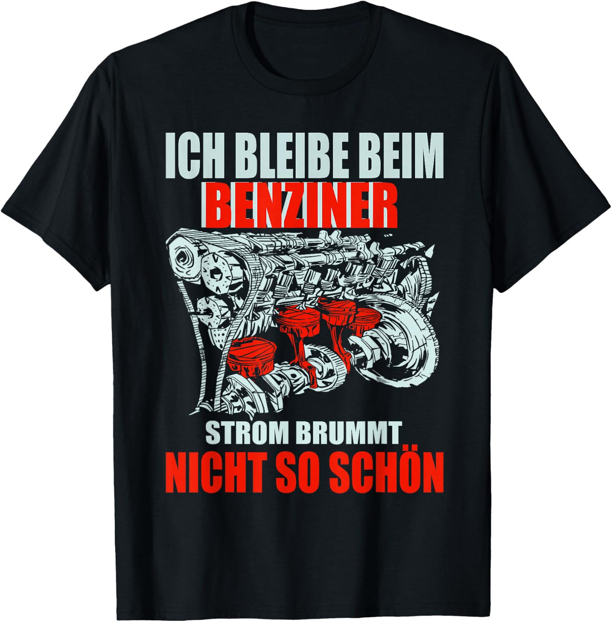 Anti Electric Car E-Car Petrol Engine Burner Motor , black T-Shirt
