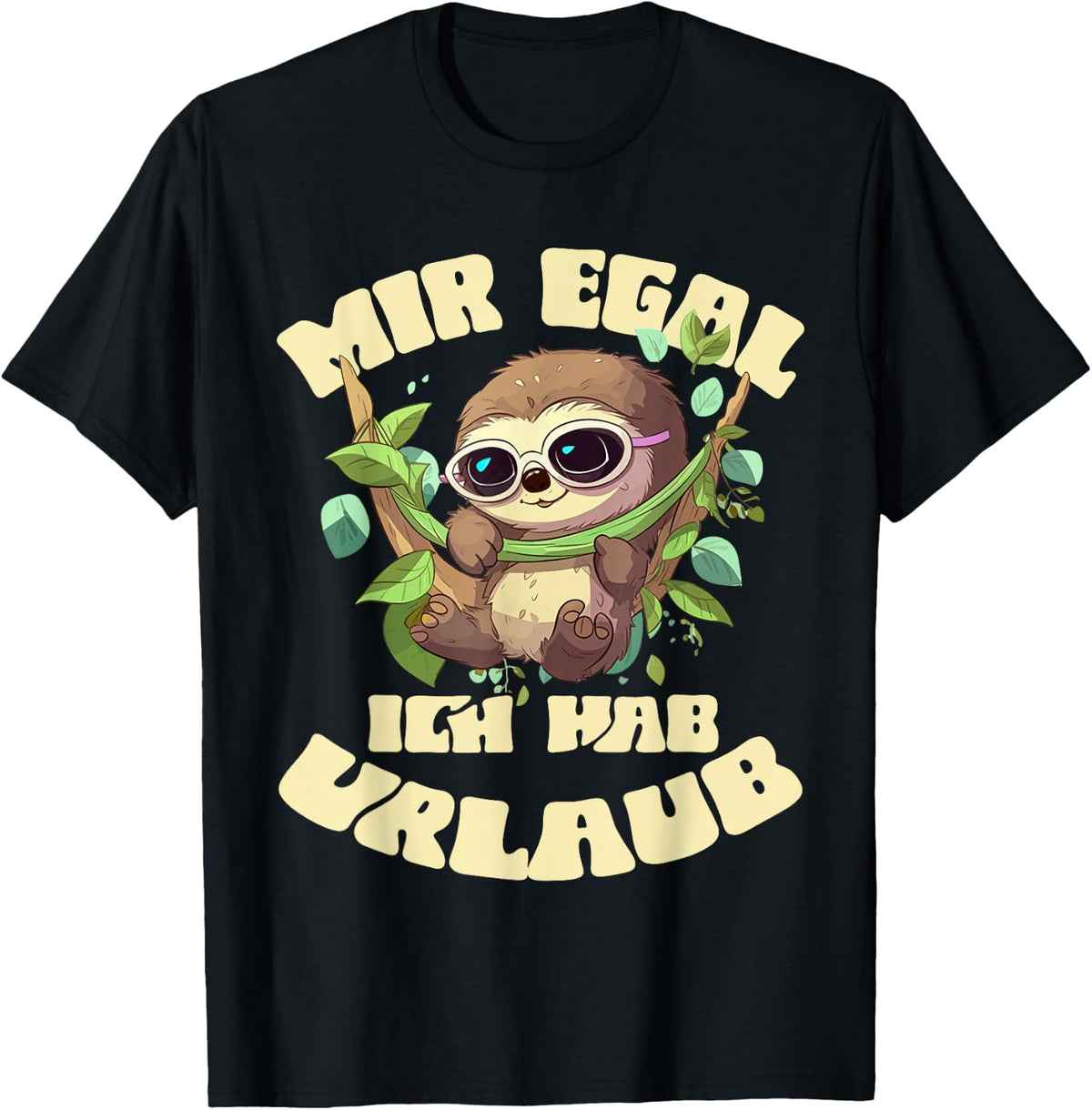 Mir Egal Ich Hab Urlaub Funny Sloth Holiday , black T-Shirt