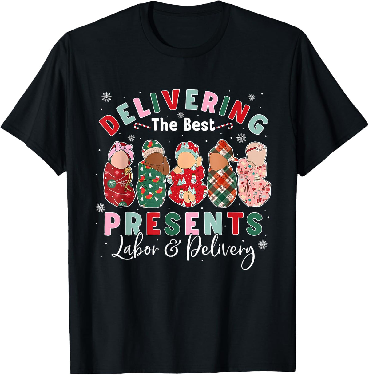 Labor and Delivery L&D Nurse Costume Adult Nurses Black Small Short Sleeve Classic Fit Humorous Modern Cartoon Christmas T-Shirt