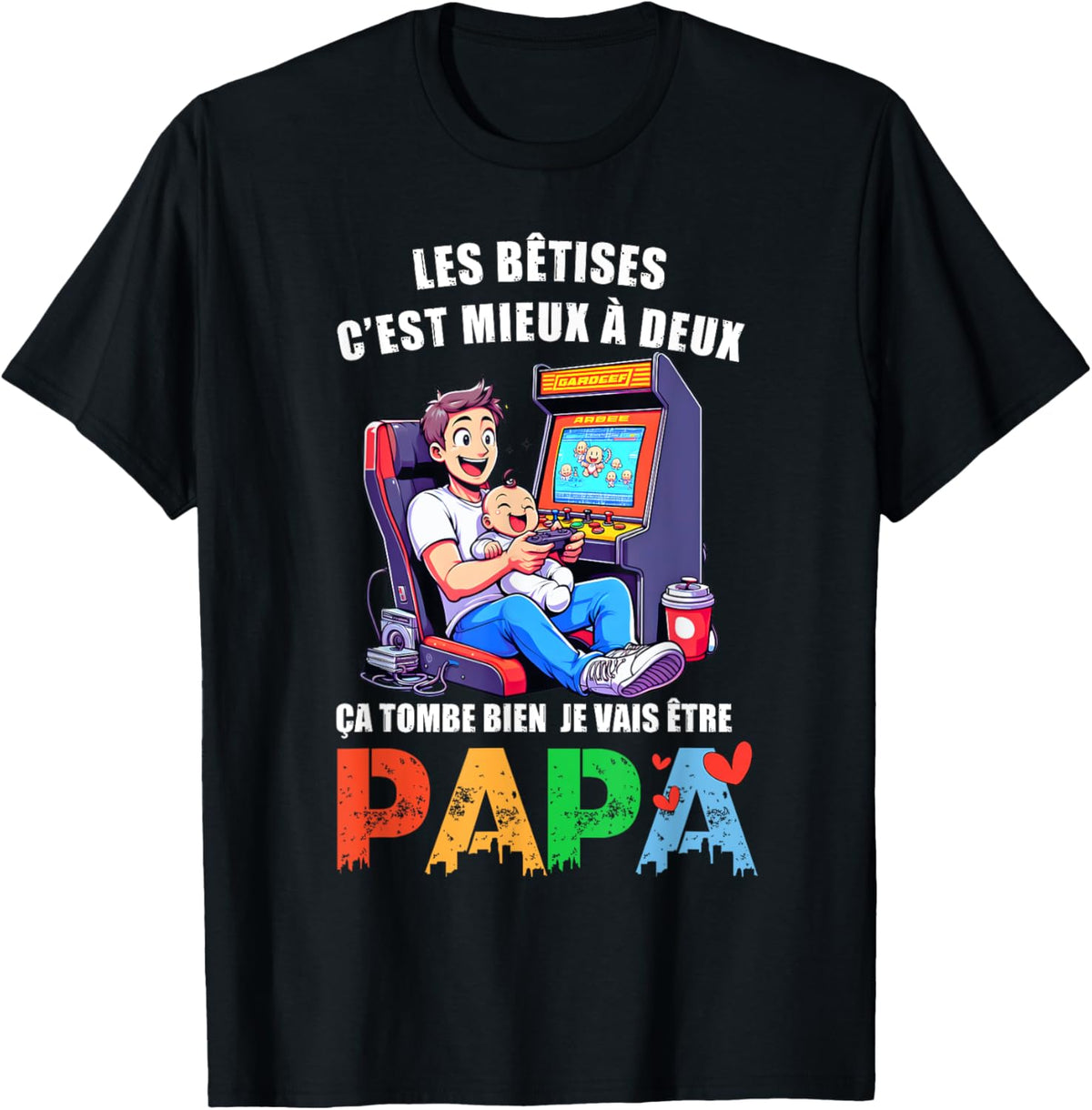 Man Dad 2025 Announcement Pregnancy Original Humor Future Dad Gamer , Black, S T-Shirt