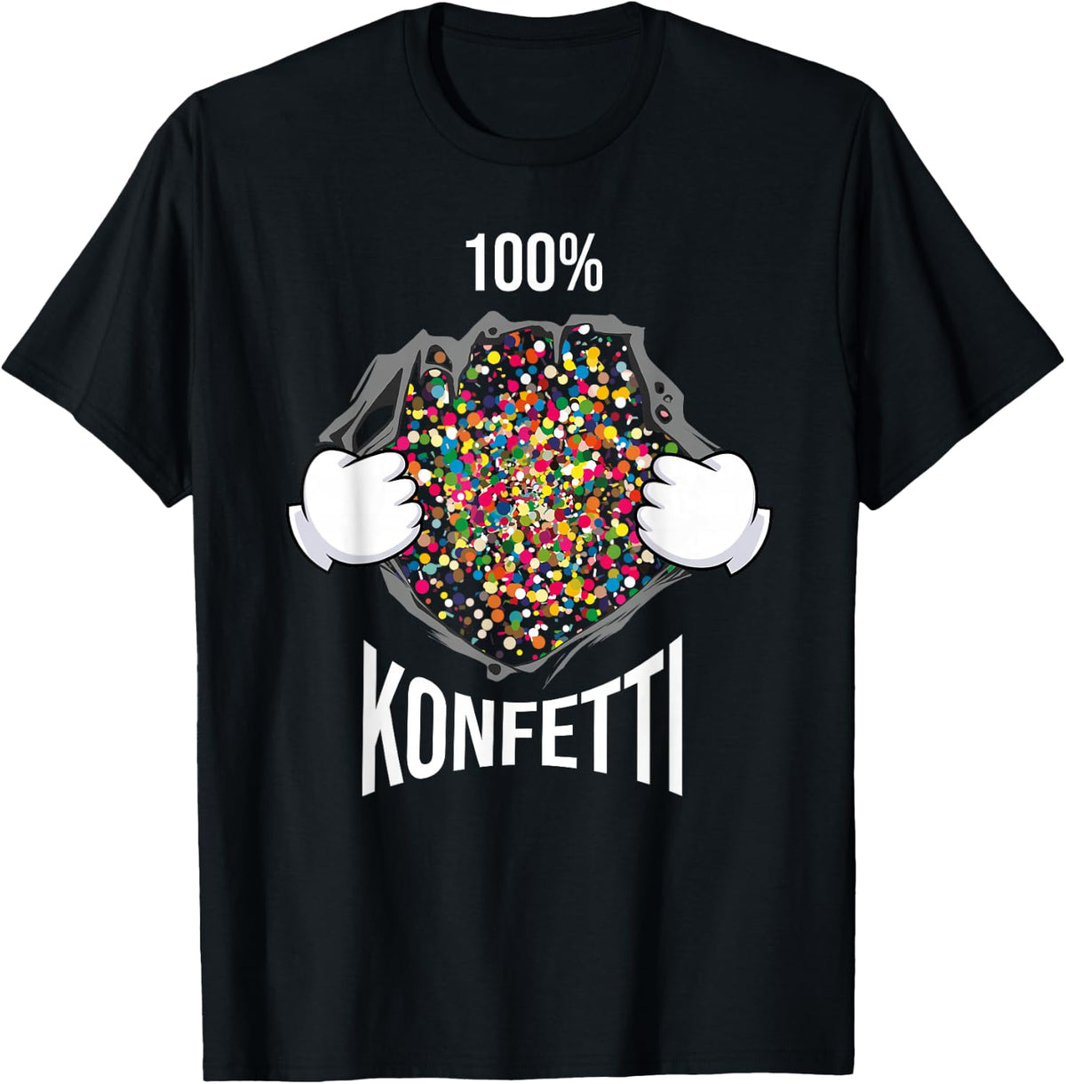 Confetti 100% Carnival Party Costume , black T-Shirt
