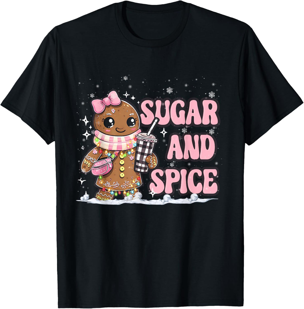 Sugar Spice Gingerbread Bougie Pink Christmas Retro Cookie T-Shirt