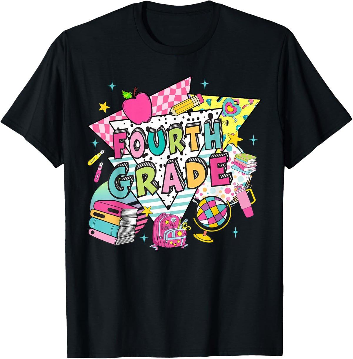 Fourth Grade Teachers Students Retro 90s Back To School T-Shirt