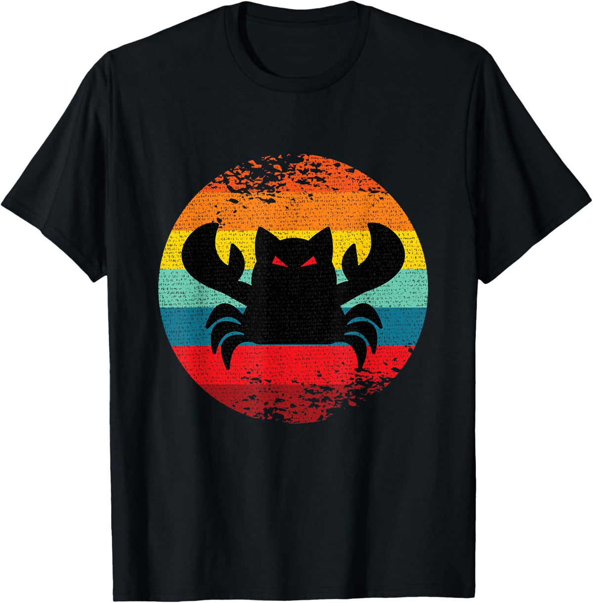 Fear the Crabcat - Funny Crab Cat Cryptid Vintage Logo - -Adults - Black - Small - Short Sleeve - Classic Fit - Cotton Blend T-Shirt