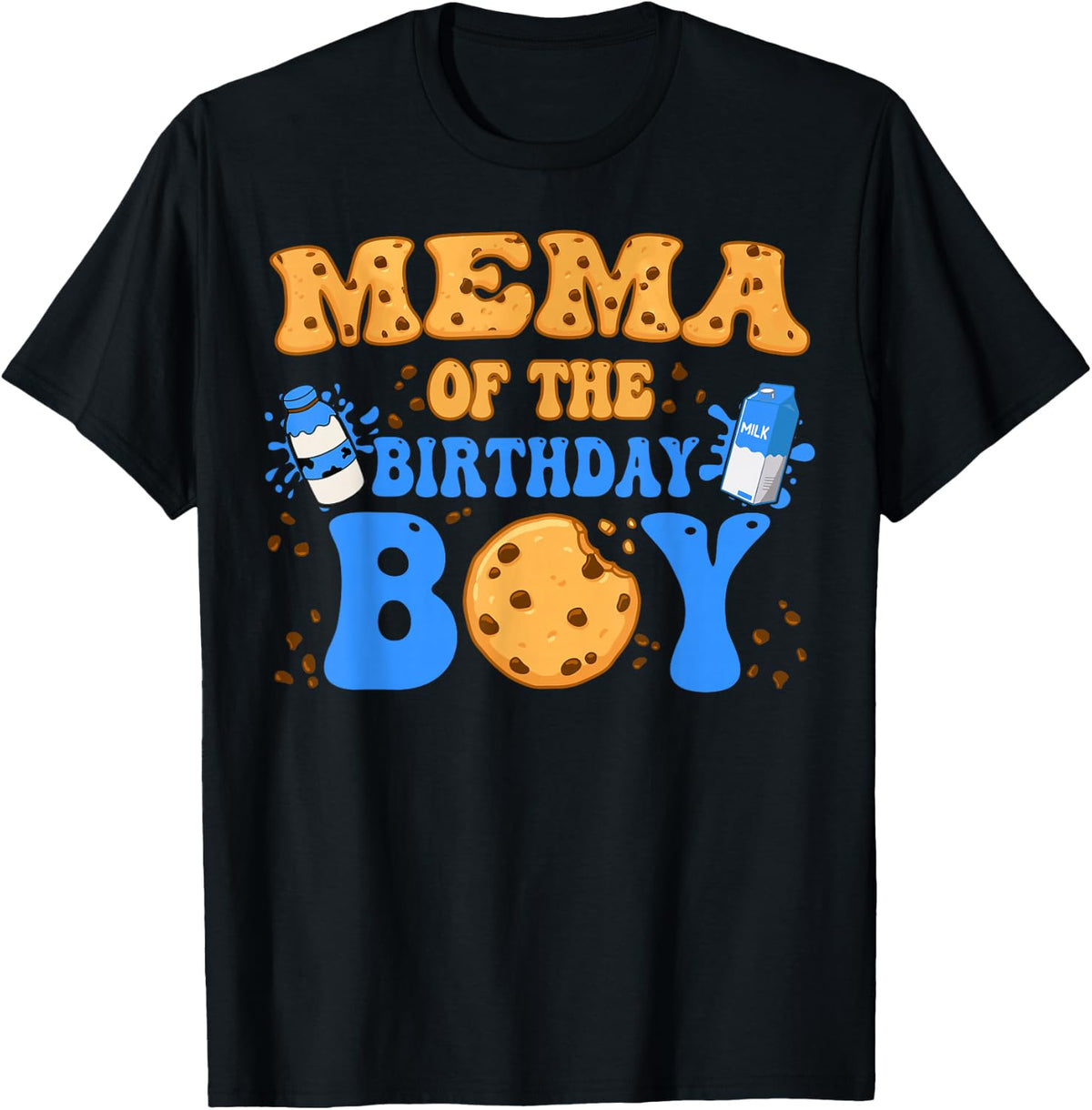 Mema Of The Birthday Boy Milk and Cookies Lover T-Shirt