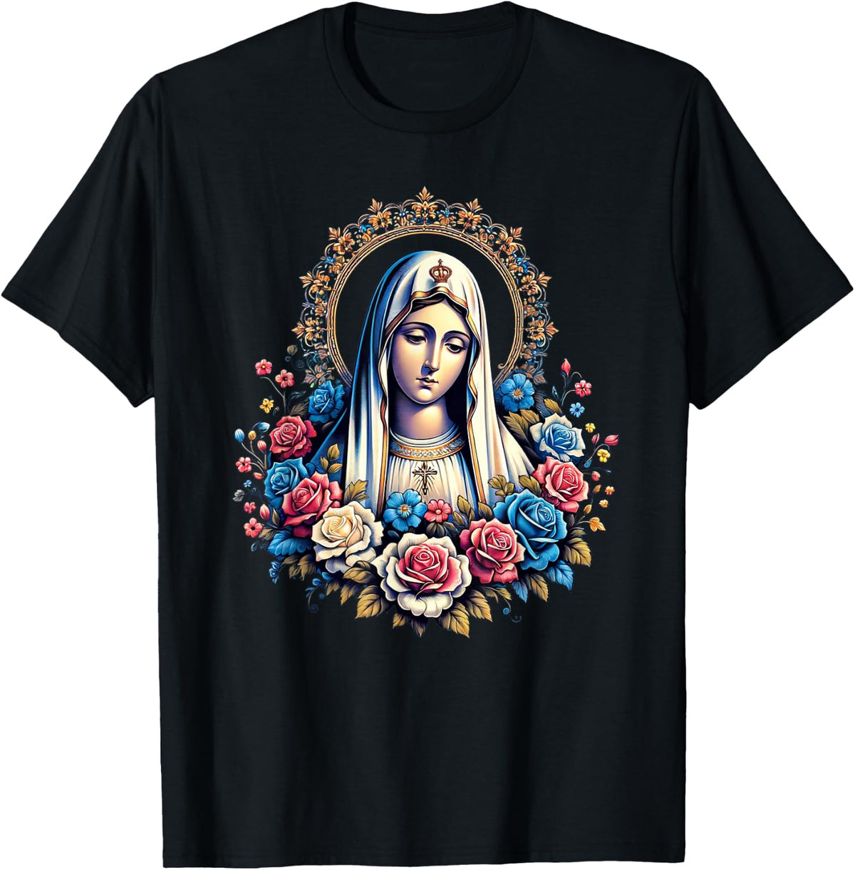 Our Lady of Fatima Saint Mary Mother Mary Powerful Symbol , Black, S T-Shirt