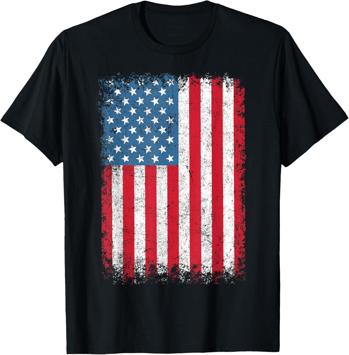 USA Women Men Kids Patriotic American Flag July 4th , black T-Shirt