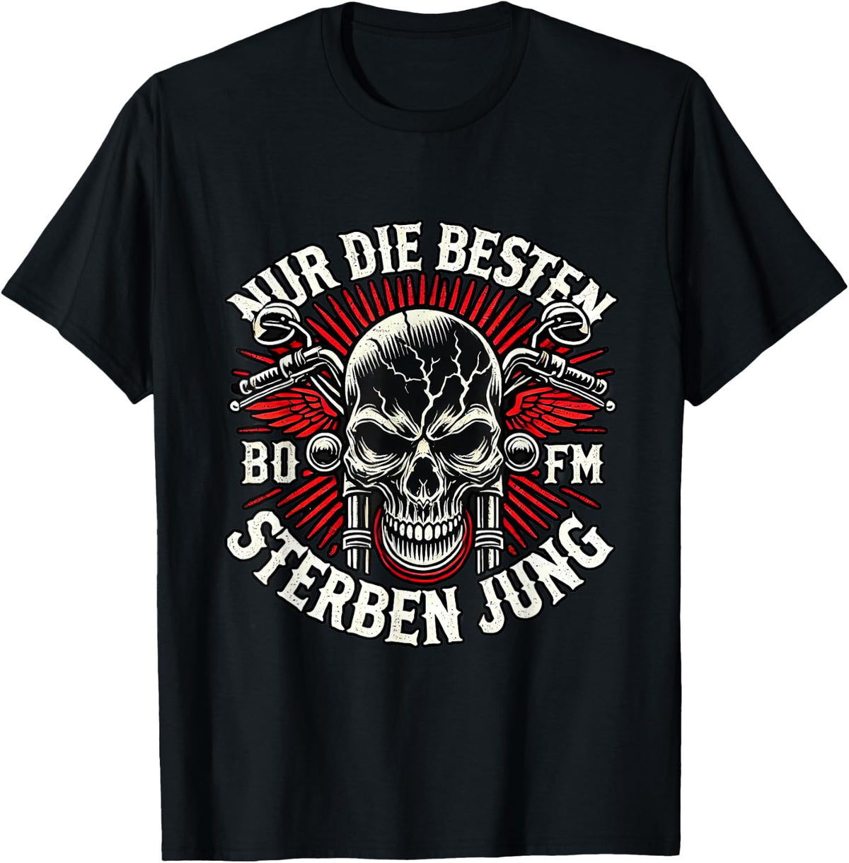 "Nur die Besten die Jung" Biker Statement Rocker , black T-Shirt