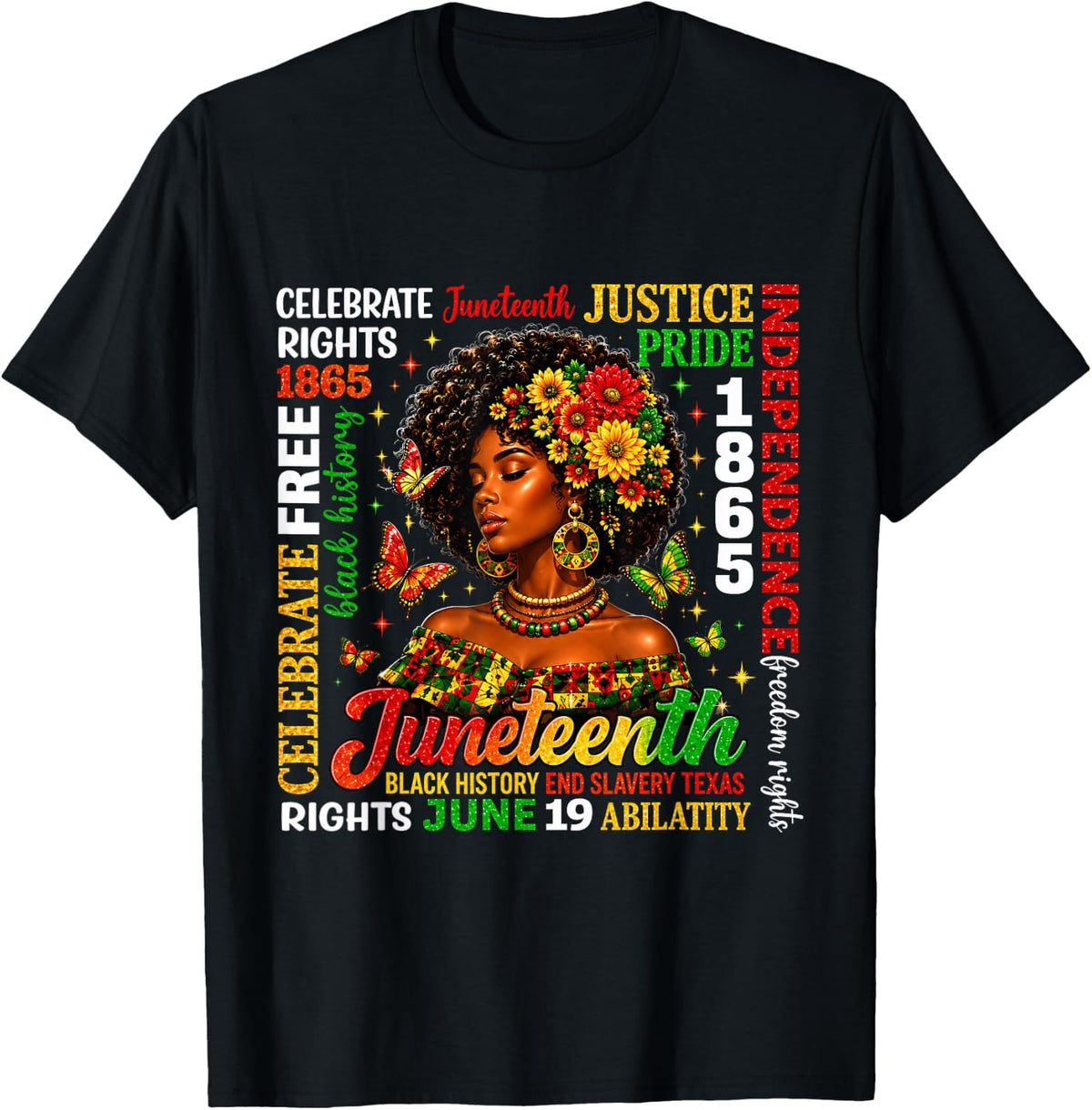Juneteenth Freedom Black History Afro Woman T-Shirt