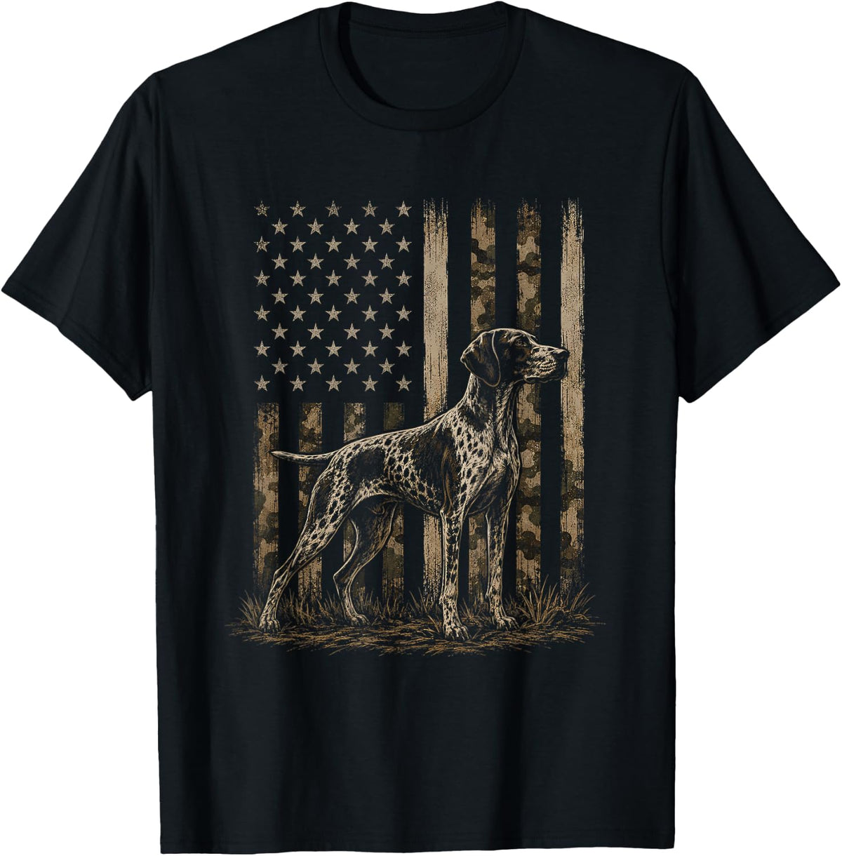 Camo American Flag German Shorthaired Pointer GSP Design T-Shirt
