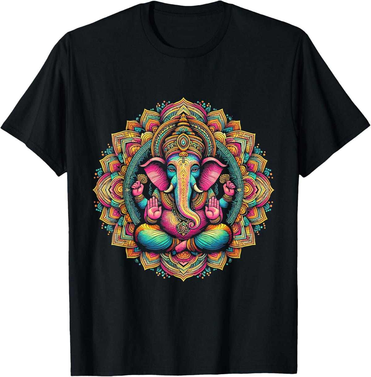 Ganesh Symbol Yoga Hindu Elephant God Ganesh Puja , Black, S T-Shirt