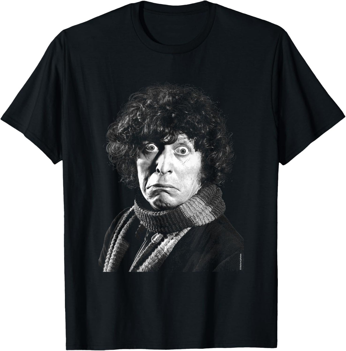 Tom Baker Scared Expression Doctor Who Black & White T-Shirt