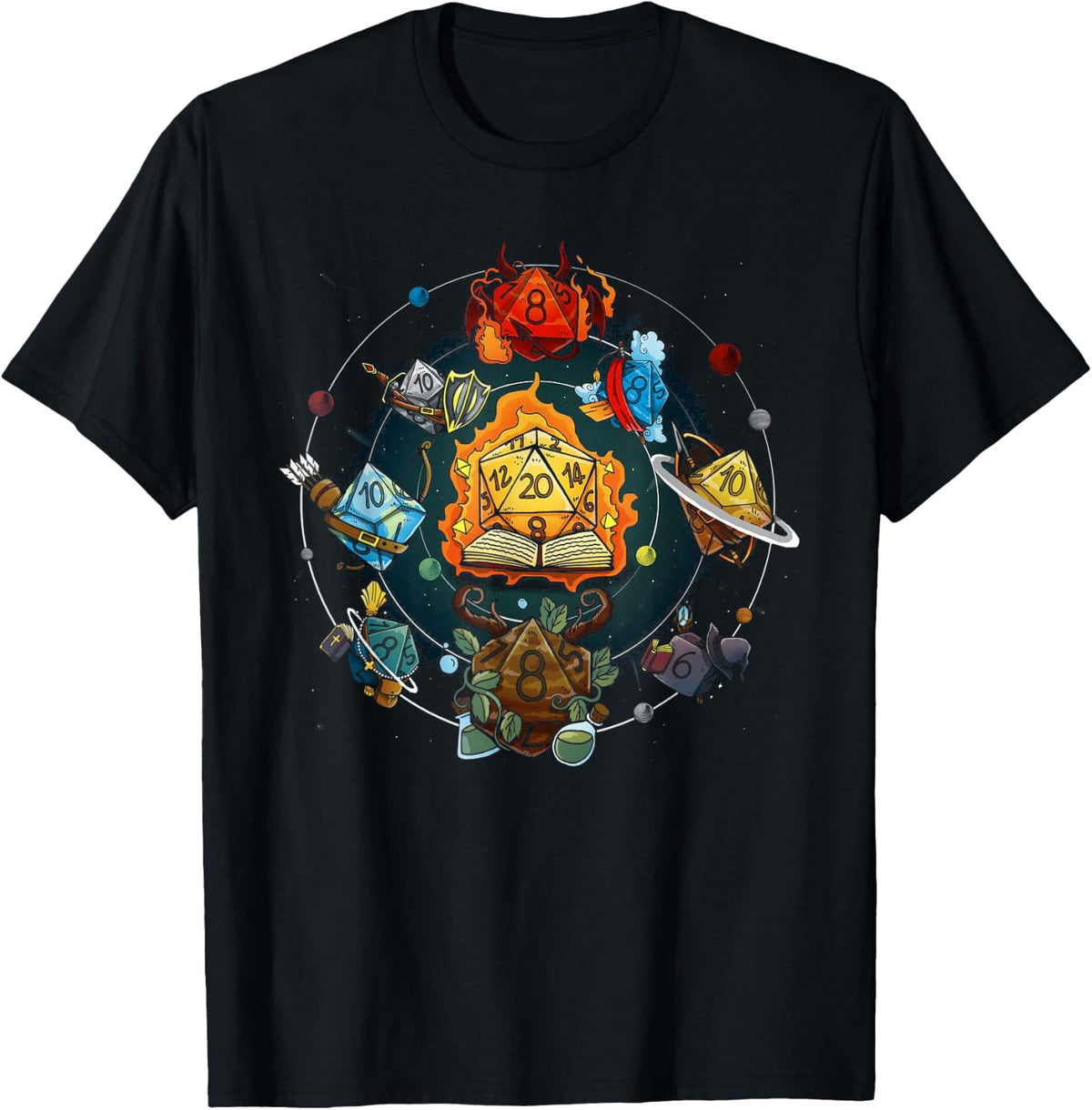 Funny Dice Role Playing Game 20 Pages , black T-Shirt