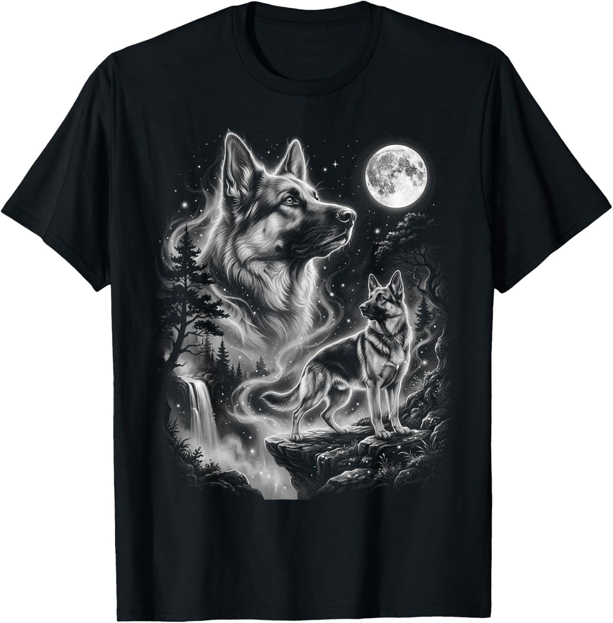German Shepherd Howling At The Moon T-Shirt