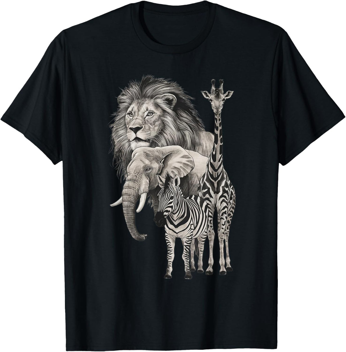 Africa, Lion, Elephant, Giraffe, Zebra, Fans , Black, S T-Shirt